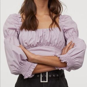 BNWT H&M cottagecore lavender puff sleeve blouse L